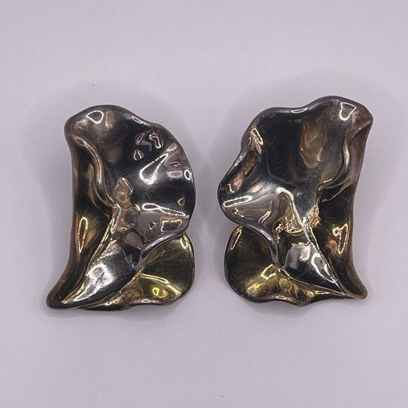 David Varsano Sterling Silver Electroform Modern CLIP ON Vintage Earrings Israel - Picture 4 of 9